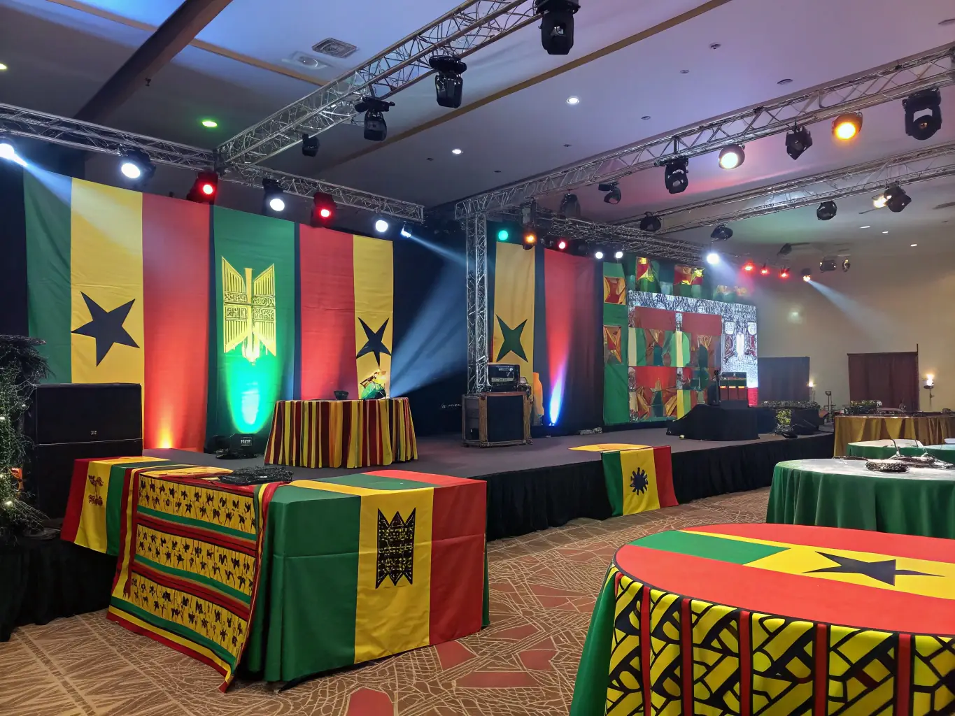 A collage of iconic Ghanaian landmarks and cultural symbols, representing the connection to home and the diaspora.